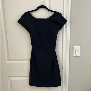 Navy Theory Dress with Twist Open Back